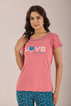 Sweet Moon Knit Cotton Pyjama Set - Black Pastelpeach — thumbnail 5